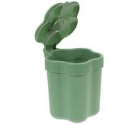 INOOMP Creative Flower Shaped Wastebasket Green Plastic with Lid Large Opening No Peculiar Smell Decorative Trash Bin for Study Room and Anywhere in The House