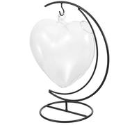 INOOMP Creative, Glass Coupe Heart-Shaped Cocktail with Iron Glasses Stand and Unique Hanging Bottle Holder for Use, Smooth Design, Easy to Use, Black Hotel Decor and Party