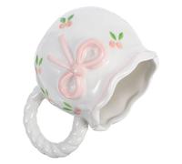 INOOMP Creative Handmade Ceramic Coffee Cup with Pink Bow Shape, Versatile Usage and Optimal Capacity, for Home and Cafe Enjoyment