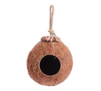 INOOMP Creative Natural Coconut Shell Bird Nest for Parrots Hanging Bird Breeding House with Hollow Space for Treats and Seed Decorative Shelter for Small and Pets
