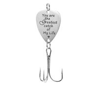 INOOMP Creative Stainless Steel Fish Hook Guitar Pick with You Are My Greatest Catch of My Life Design Treble Hooks Fishing Lure for Outdoor Fishing Tackle Accessory for