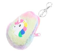 INOOMP Cute Unicorn Coin Purse Plush Mini Zipper Wallet with Keychain | Polyester Blend, Lightweight Storage Pouch, Protective Closure, Cartoon Classic Style for Women