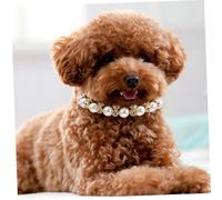 INOOMP Decorative Puppy Collar with Satin Pearl Ribbon and Bowknot for Dogs and Cats Easy to Wear Pet Neck Accessory for Outdoor Walks Weddings and Parties Black