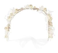 INOOMP Delicate Pearl Flower Design Headband for Women with Golden Alloy Leaves, Easy to Put on Hair Decor Accessory Suitable for Christmas and Fancy Dress Parties