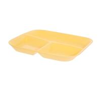 INOOMP Divided Dinner Plate with Anti-Skid Bottom Reusable Multi-Compartment Serving Tray for Parties Home Use Yellow Three-Section Tableware for Snacks Fruits Condiments