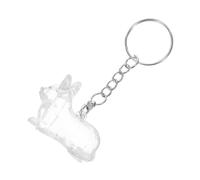 INOOMP Dog Hair Storage Keychain with Plastic Corgi Shaped Jar and Key Ring, Portable Pet Hair Keepsake for Preserving Memories, Present for Dog Lovers and Handbag Pendant