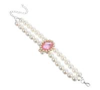 INOOMP Double Layer Pearl Necklace for Small Dogs Adjustable Pet Collar Charms Girl Dog Accessories Cute Kitten Design for Cat Lovers