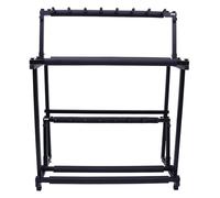 INOOMP Double-layer Steel Ukulele Display Rack, Black Practical Storage Stand Multiple Slots for School and Home Ukulele Organization
