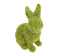 INOOMP Easter Moss Rabbit Statue Small Sitting Bunny Decor Flocked Animal Figurine Garden Ornament for Home Party Outdoor Decoration