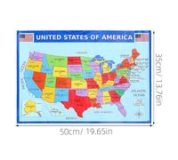INOOMP Educational Usa Wall Map Posters Laminated America Maps for Home Study and Kindergarten Use 14 X 19.5 Inches