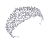 INOOMP Elegant 2025 Tiara Wedding Crown Headdress for Bride with Delicate Crystal Decors, Silver Zine-alloy Material, Comfortable for Long Time Wearing, Wedding and Proposal Accessory