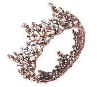 INOOMP Elegant Baroque Alloy Wedding Crown Pearls and Rhinestones, Vintage Style Bridal Tiara Headpiece for Celebration, Adding Charm and Elegance to Bride's Hair Accessories