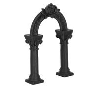 INOOMP European Mini Roman Column Arch Doorway Model, Black Small Plastic Roman Column Ornament for Garden Miniatures and Tabletop Gaming Terrain Decor