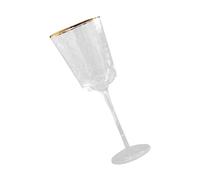 INOOMP European Style Elegant Hammer Pattern Wine Glass with Golden Rim Creative Crystal Goblet for Party Supplies Indoor Outdoor Use Stable and Healthy Stemware for Weddings and