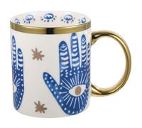 INOOMP Evil Eye Ceramic Coffee Cup with Handle Turkish Style Porcelain Mug for Hot Milk Tea and Water Household Beverage Mug for Home and Use