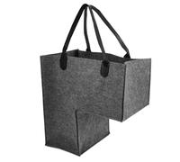 INOOMP Felt Laundry Bin Grey, L-Shaped Stair Storage Basket with Handles, Foldable Organizer for Clothes and Sundries in Bedroom and Office