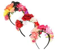 INOOMP Flower Comfortable Cloth Headband Halloween 3pcs Headbands with Realistic Rose Flower Design Elegant and Eye Catching Hair Accessories for Parties and Weddings