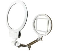 INOOMP Foldable Magnifier Lamp Magnifying Glass with Light and Stand White Metal Acrylic Plastic High Brightness 2.5X 5X Ratio Hands Free Desktop and Handheld for Reading and Tattoos