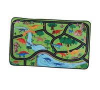 INOOMP Foldable Play Mat Dinosaur Car Rug for Non-slip Carpet with Road Design for Playroom Bedroom Safe and Easy-clean Floor Mat for Boys