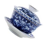 INOOMP Food-Grade Ceramic Chinese Gongfu Teacup with Lid and Saucer Traditional White Porcelain Tea Bowl for Home and Office Oriental Tea Ceremony Decorative Teaware