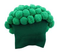 INOOMP Funny Broccoli Hat with Big Fluffy Pom Pom, Warm Acrylic Knitted Vegetable Hat for Autumn and Winter, Unique Playful Party Headgear for Travel and Shopping