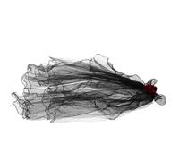 INOOMP Ghost Bridal Veil for Halloween Cosplay Black Floral Headdress Bride Veil Red Roses for Day Dead Party