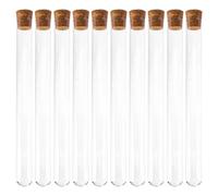 INOOMP Glass Test Tubes 10Pcs 20X200Mm with Wood Corks for Chemistry Experiments Educational Use at Home and School