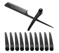 INOOMP Hairdressing Clips and Comb Set No Hair Kinks Black 13pcs Easy to Open for Professional Hair Styling for Hairdressing Salon and Barber Shop Use