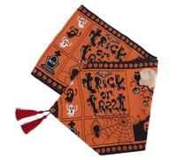 INOOMP Halloween Table Runner Pumpkin Design Polyester and Cotton Fabric Easy to Use Sturdy Flag Table Cover for Halloween Dinner Parties and Seasonal Decorations