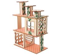 INOOMP Hamster Wooden House Multi-purpose Small Animal Villa Ladder Beige Wood Delicate Craftsmanship Convenient Cleaning Cage Decoration for Hamsters and Rabbits Daily Rest