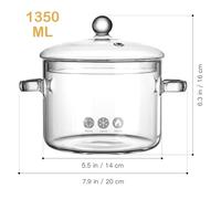 INOOMP Heat Resistant Borosilicate Glass Soup Pot Lid Two-Eared Cooking Bowl Suitable for Noodles and Small Portions