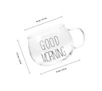 INOOMP Heat Resistant Glass Milk Cup with Handle 300ml Breakfast Cereal Mug Black Letter Design Microwave Safe Glass Coffee and Juice Cup for Morning Use
