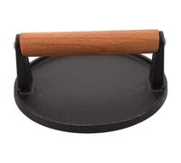 INOOMP Heavy-duty Cast Iron Burger Press round Flat Bottom with Wooden Handle for Burger Shaping and Easy to Clean, for Grills and Griddles Cooking Steaks and Hamburgers