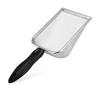 INOOMP Heavy Duty Stainless Steel Cat Litter Scoop with Small Holes Long Handle Ergonomic Litter Sifter for Easy Cleaning and Comfortable Grip Multi Use Metal Scooper for Cats and More