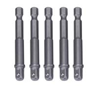 INOOMP Hexagonal Handle Socket Extension Bars 6.35mm 1/4 Inch 5pcs Metal Sleeve Connecting Rods with Spring-Loaded Ball Bearing in Manual Drive for Pneumatic and Electric Screwdrivers