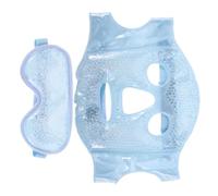 INOOMP Ice Cooling Face Mask and Eye Cold Compress Pack for Women and Men, Reusable Blue Gel Ice Face Eye Mask with White Cooling Beads, Soothing Cold Compress for Puffiness, Dark