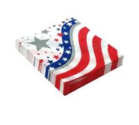 INOOMP Independence Day Disposable Napkins 33x33cm 2-ply Red Blue Star Stripes Party Essentials 40pcs Decorative Tissue for Birthday Picnic and Household Supplies