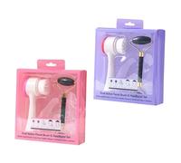 INOOMP Jade Roller Massage Stick Deep Skin Cleansing Double 2pcs and Double-sided Silicone Face Cleaning Brush Set, Reduce Edema Random Color for Body and Arm for Skincare