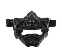 INOOMP Japanese Hannya Mask: Demon Oni Samurai Cosplay Prop - Devil Half Face Mask with Realistic Fang for Halloween Party & Role Play