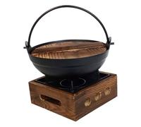 INOOMP Japanese-Style Cast Iron Cooking Pot with Stand Sturdy Stew Pot for Camping Cooker Open Flame Compatible for Home and Restaurant Use Thick Material with Uniform Heat Distribution