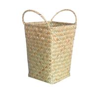 INOOMP Khaki Rattan Storage Basket Double Handle Large Capacity Woven Organizer with Braided Design for Walk-in Closet and Bar