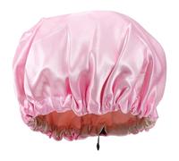 INOOMP Kids Polyester Shower Cap with Elastic Design, Comfortable Hair Bonnet for Night Sleeping and Travel, Pink Double-layer Bathing Accessory for Children
