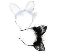 INOOMP Lace Rabbit Ear Headband Well Decorated with Unique Delicate Craft and Fashion Style with Unique Delicate Craft 2pcs Comfortable Hair Accessories and Fashion Style for Cosplay and