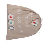 INOOMP Large Mahjong Tiles Storage Bag Drawstring Mahjong Tiles Bag Khaki Oxford Cloth Easy to Clean Easy to Fold Portable On-the-go