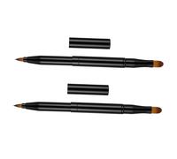 INOOMP Lip Brush Dual-purpose with Plastic Handle Double-ended Retractable Portable 2pcs and Artificial Fiber Bristles Makeup Applicators and Practical for Daily and Professional Use