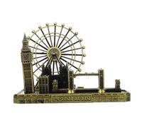 INOOMP London Tower Bridge and Big Clock Model Figurine Metal London City Architectural Ornament for Home Office Decor