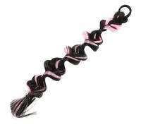 INOOMP Long Bubble Braid Ponytail Hair Extensions with Hair Tie Faux Braided Ponytail Extension in Brown Black with Pink Highlights Lightweight Hairpiece for Women for Daily Wear