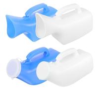 INOOMP Male and Female Portable Urinal Set with Lid, Thickened Reusable Plastic Urine Containers, 1200ml Male and 1000ml Female, Household and Travel Elderly Urinals with Measurement