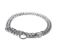 INOOMP Metal Chain Dog Training Collar Silver Durable Chrome Double Row Pet Show Chain for Dog Training and Control