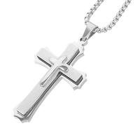 INOOMP Metal Cross Car Mirror Hanging Ornament Silver Pendant Auto Rearview Mirror Decoration Interior Accessory Suitable for Modern Vehicles